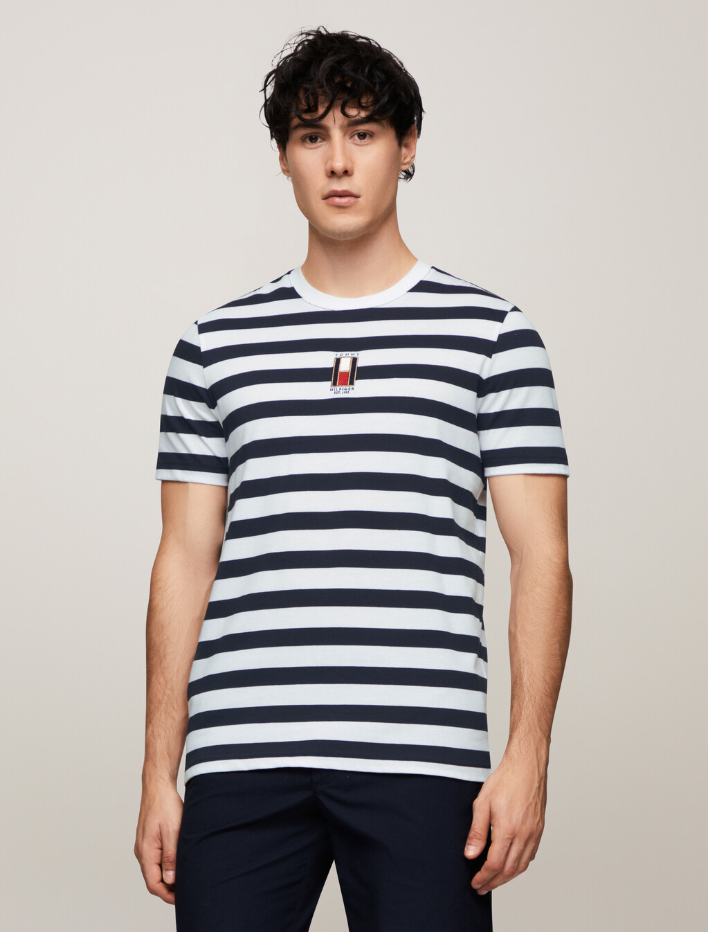 Vertical Flag Stripe T-Shirt, Desert Sky/Ivory Petal, hi-res