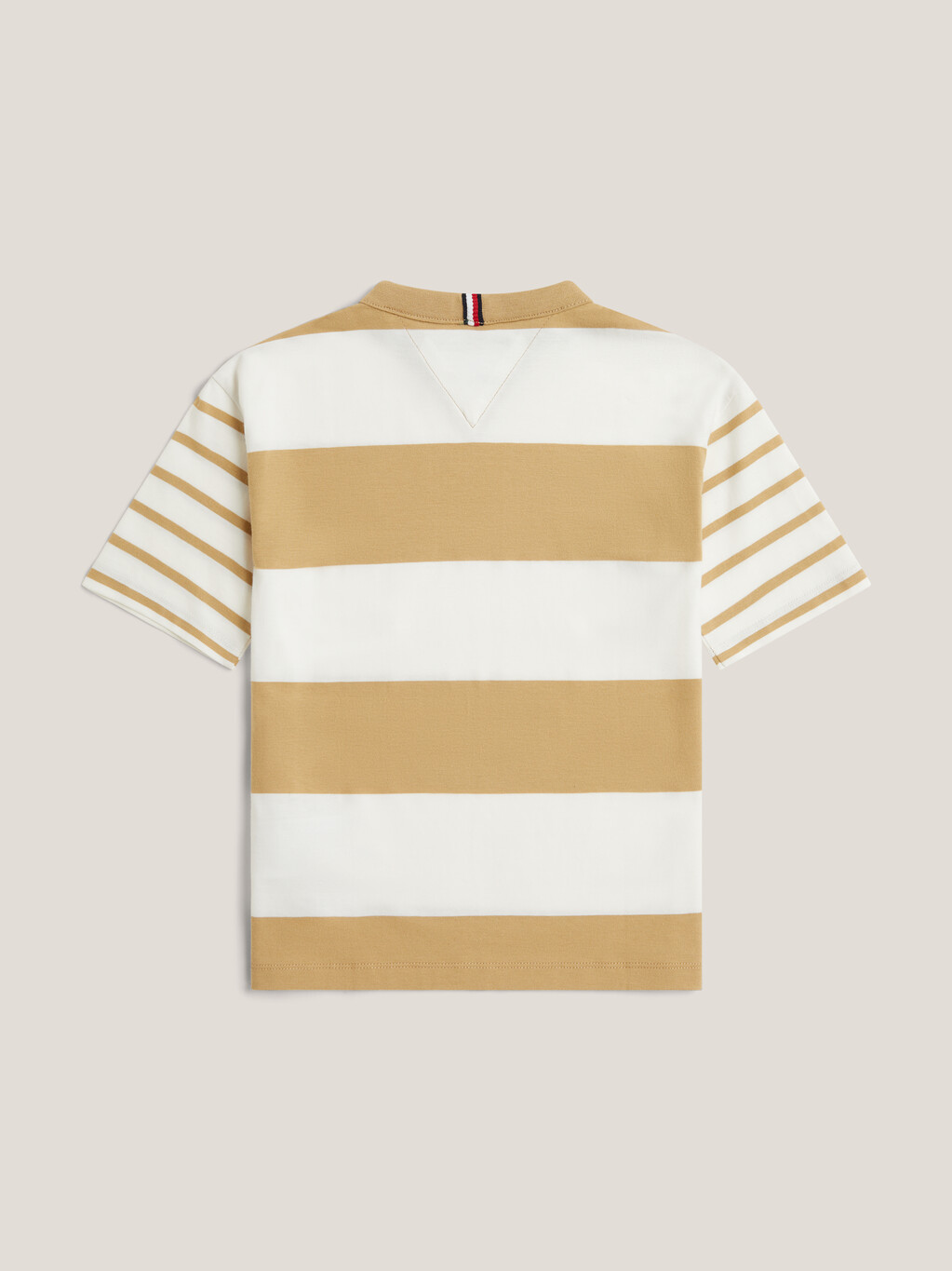 Mixed Stripe Crew Neck T-Shirt, Classic Khaki / White, hi-res