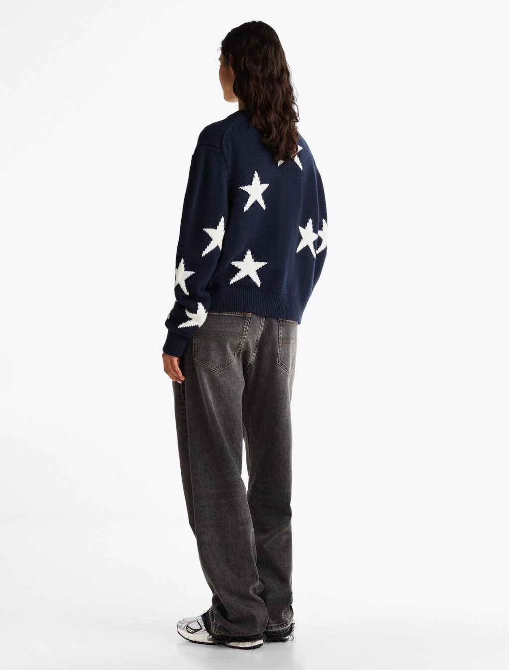 Star Knit Cardigan With Wool, Dark Night Navy, hi-res