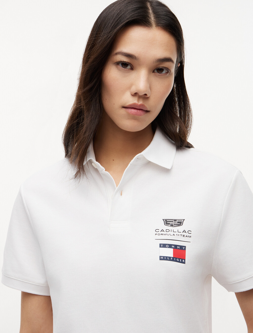 TH x Cadillac Formula 1&reg; Team Logo Polo Shirt, White, hi-res