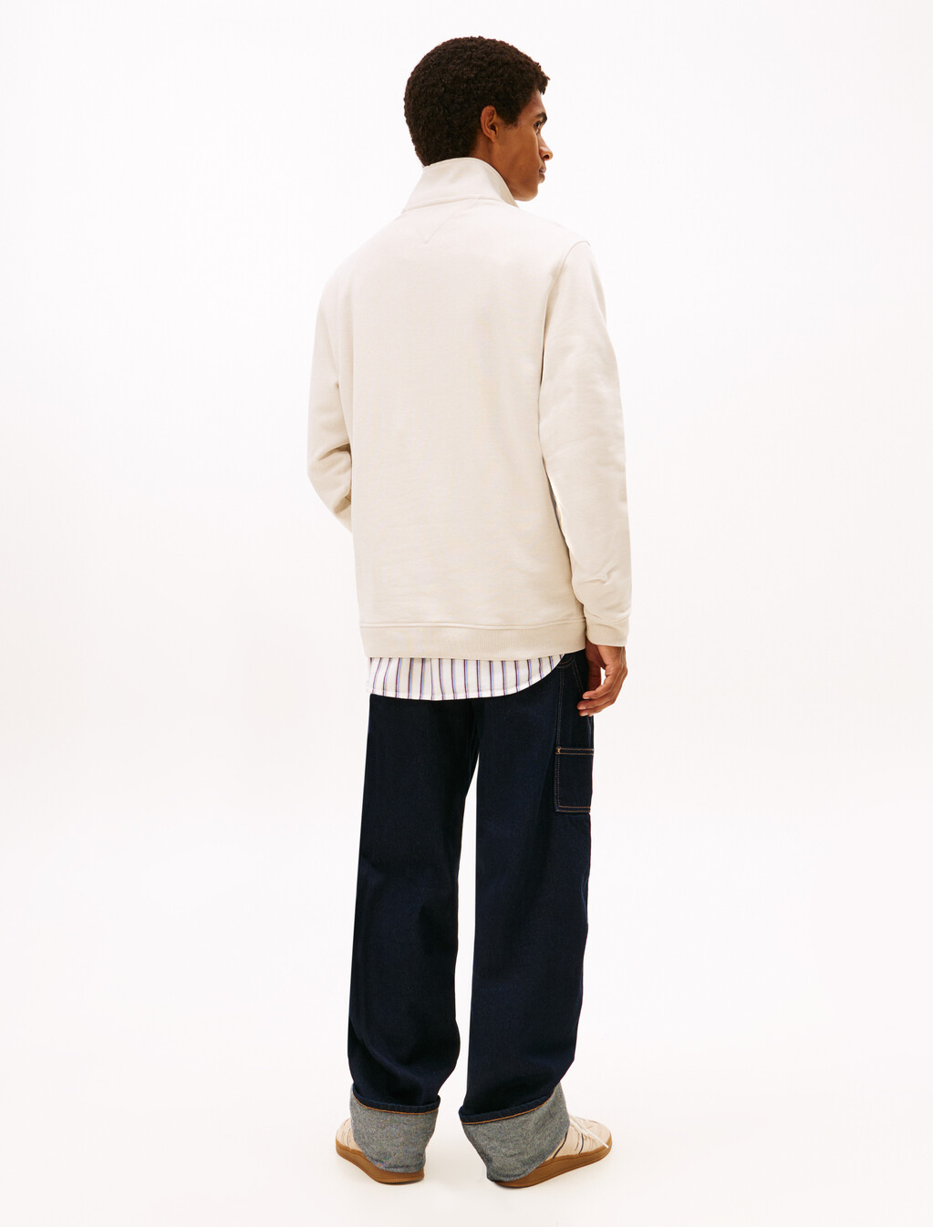 Tommy Badge Quarter-Zip Jumper, Ancient White Htr, hi-res