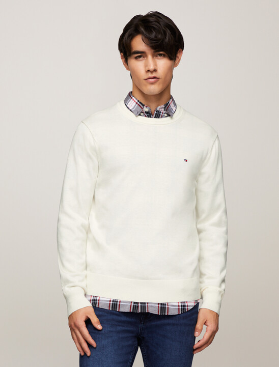 棉絲混紡圓領毛衣, Ivory 棉絲混紡圓領毛衣