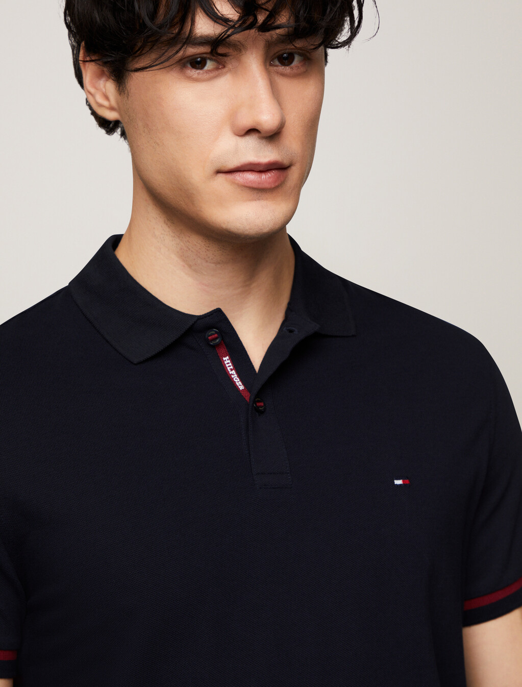 Logo Placket Stripe Cuff Polo, Desert Sky, hi-res