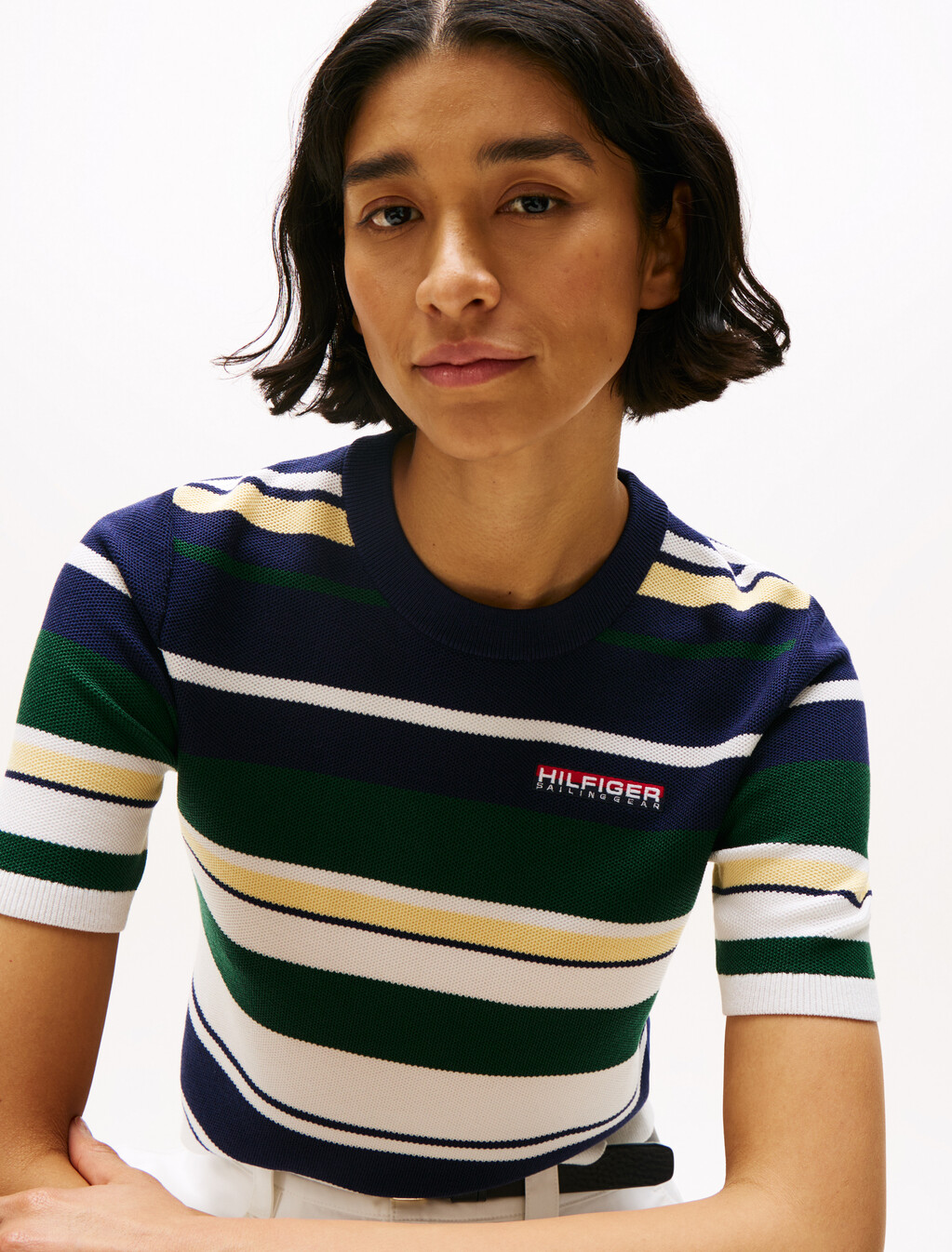Hilfiger Sailing 航海風短袖毛衣, Yale Navy / Multi, hi-res