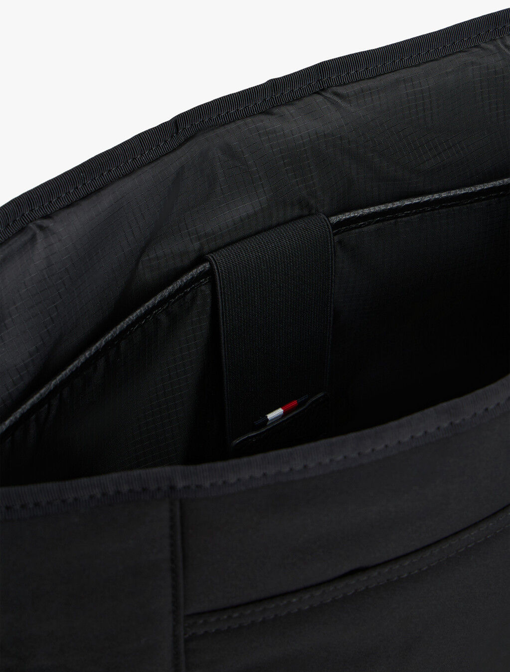 紡織標誌翻蓋信差包, Black, hi-res