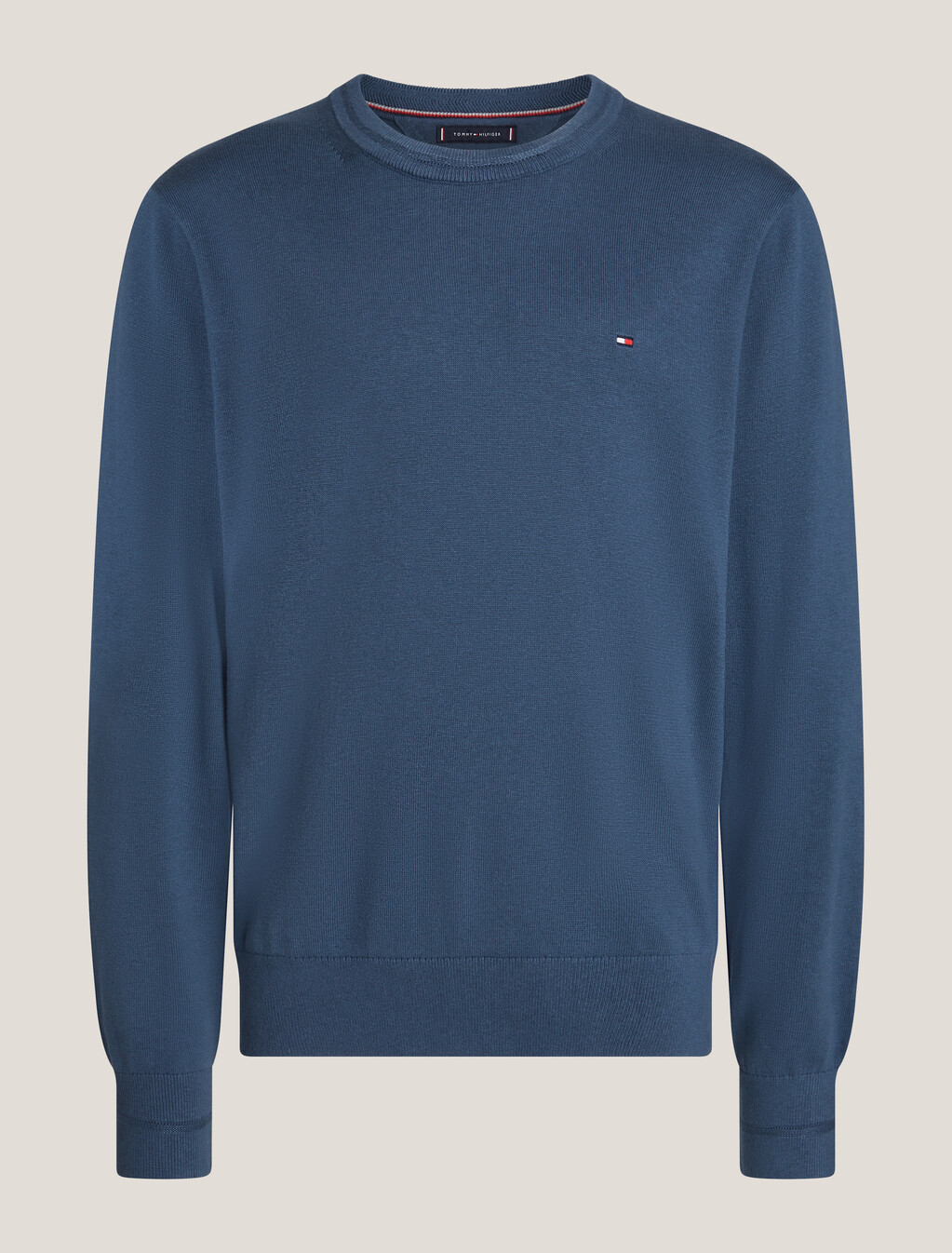 Cotton Silk Crewneck Sweater, Aegean Sea, hi-res