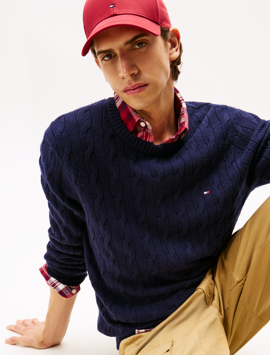 Pure Wool Cable Knit Jumper, Desert Sky, hi-res