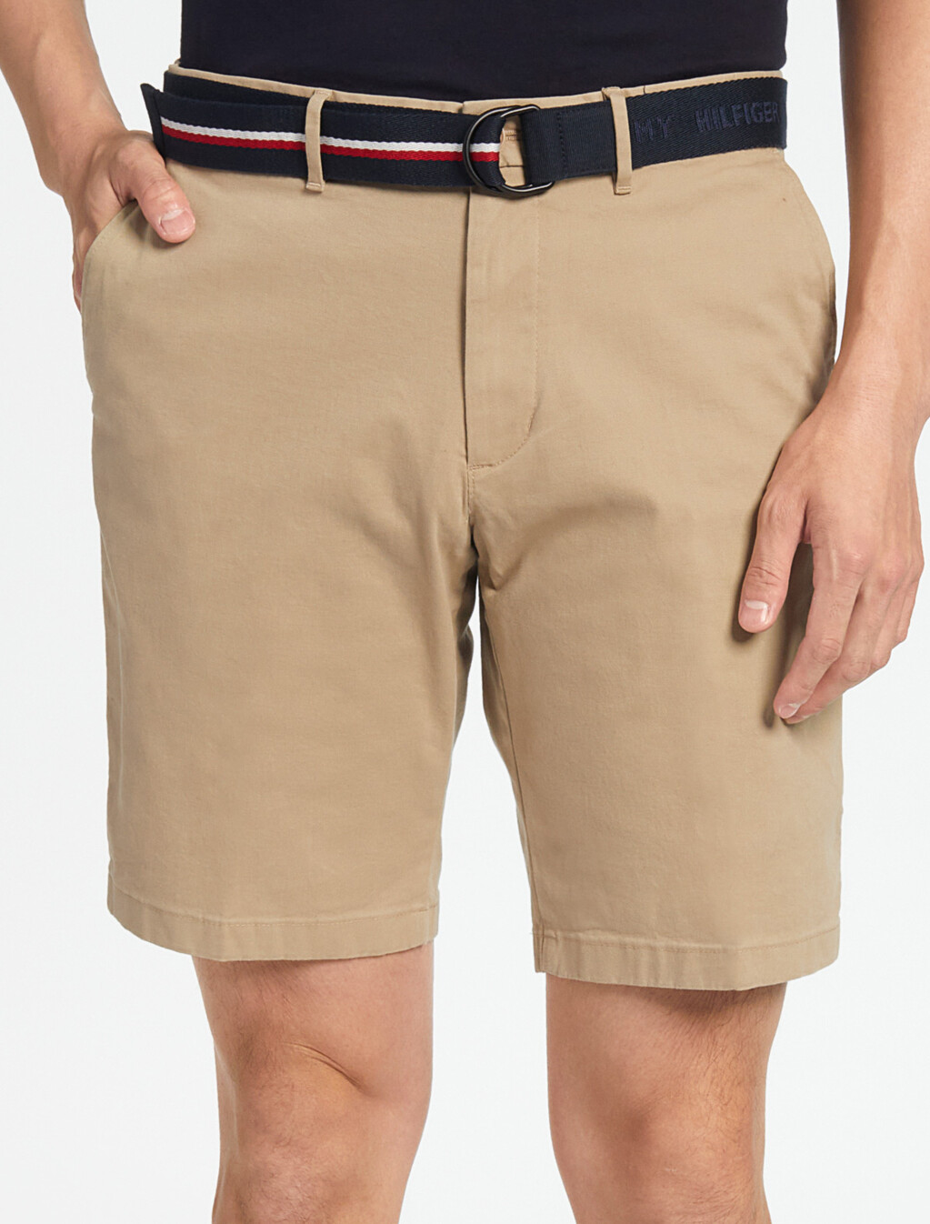 Essential Brooklyn Organic Cotton Twill Shorts With Belt, Beige, hi-res