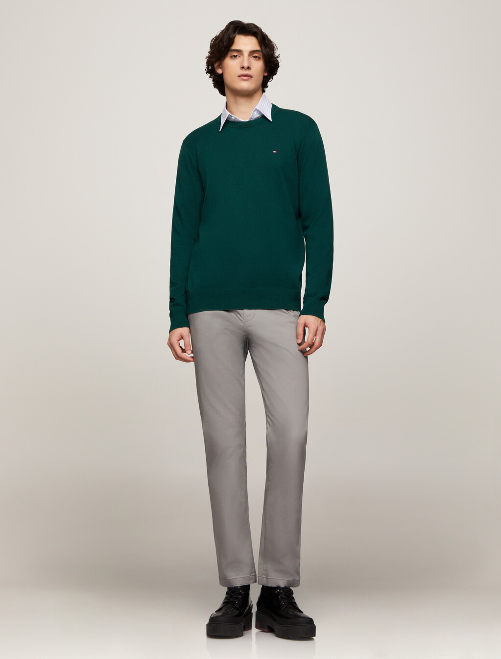 Tommy旗幟標誌圓領衛衣, Cypress Green, hi-res