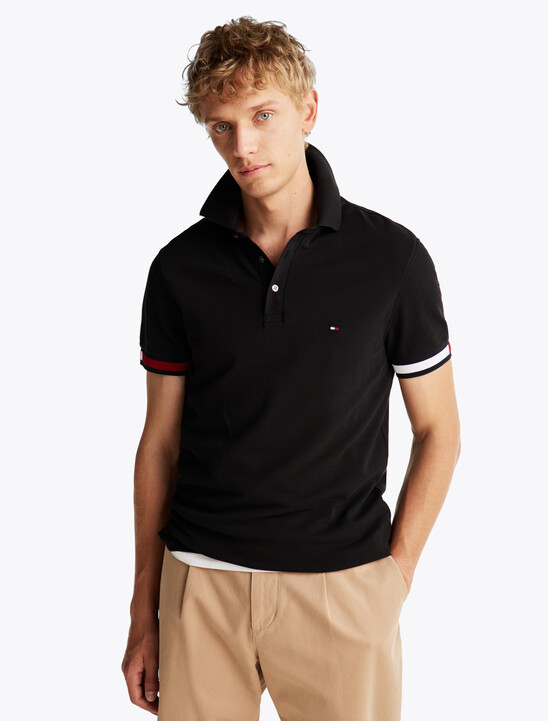 旗幟袖口修身 Polo 衫