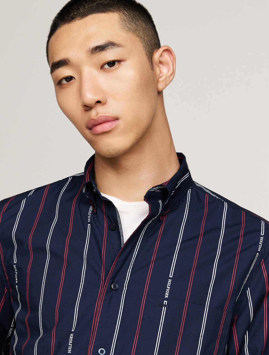Hilfiger Monotype Pinstripe Regular Fit Shirt, Carbon Navy / Multi, hi-res