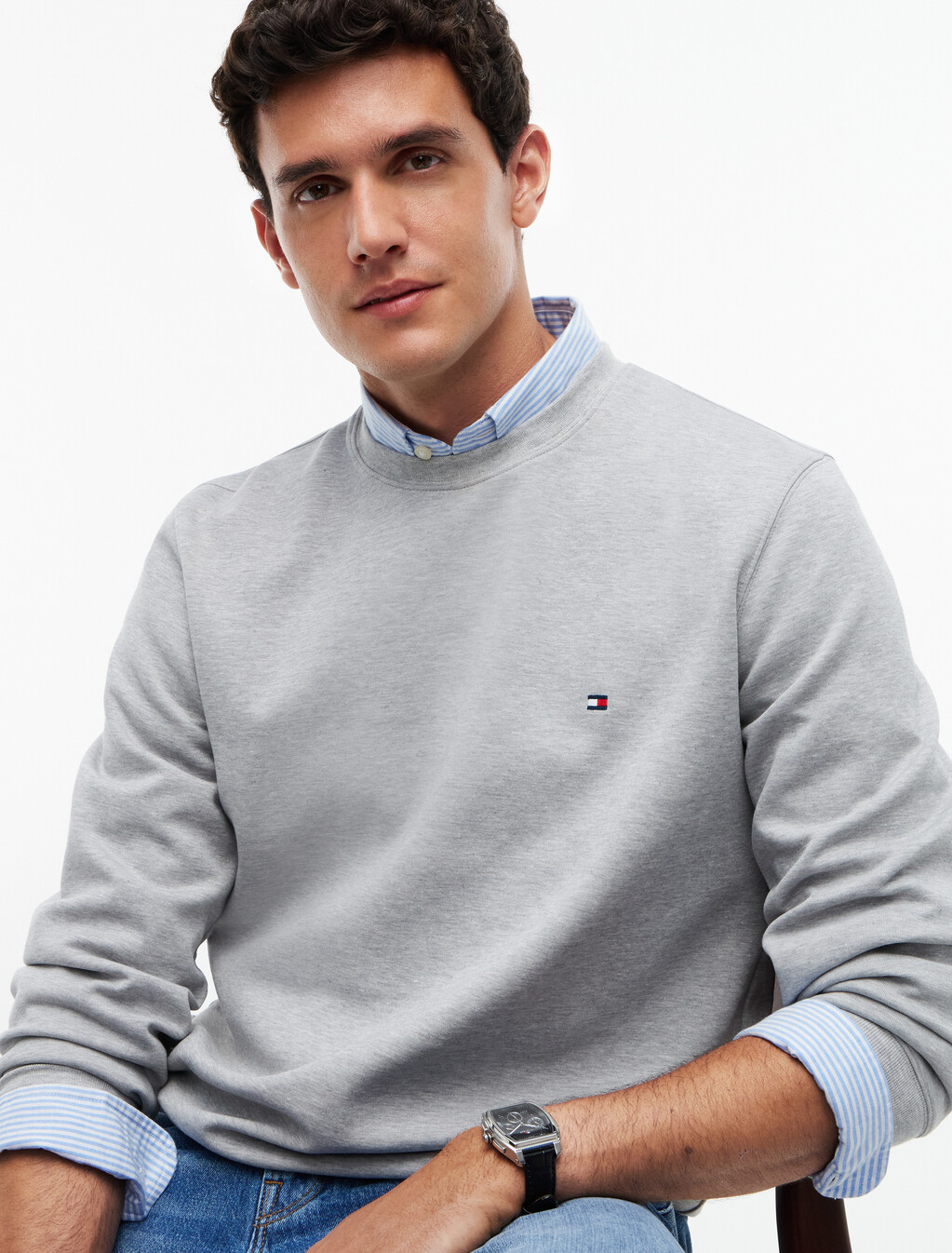 Essential Flag Sweatshirt, Light Grey Heather, hi-res