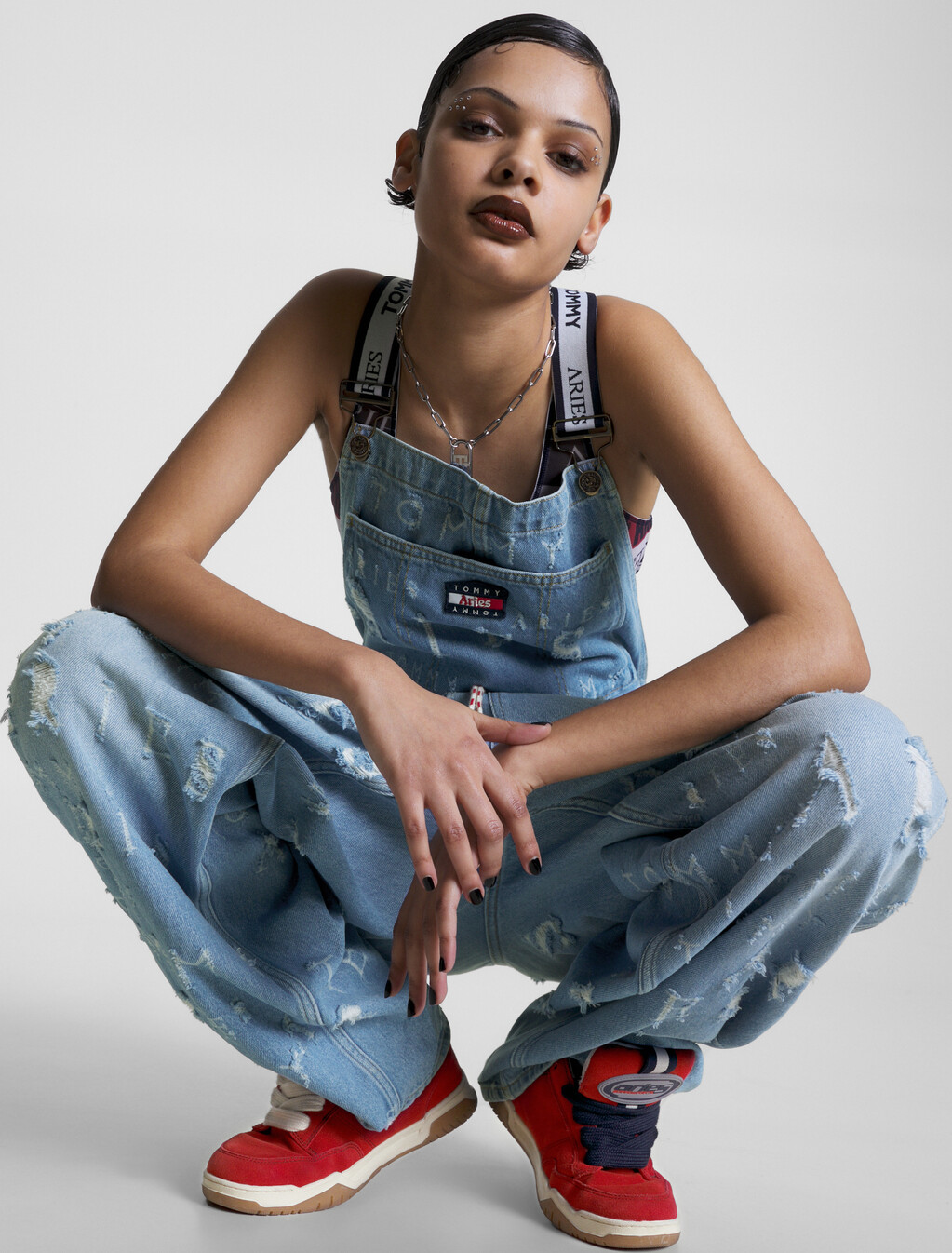 Tommy X Aries Laser Dungarees, Washed Blue, hi-res