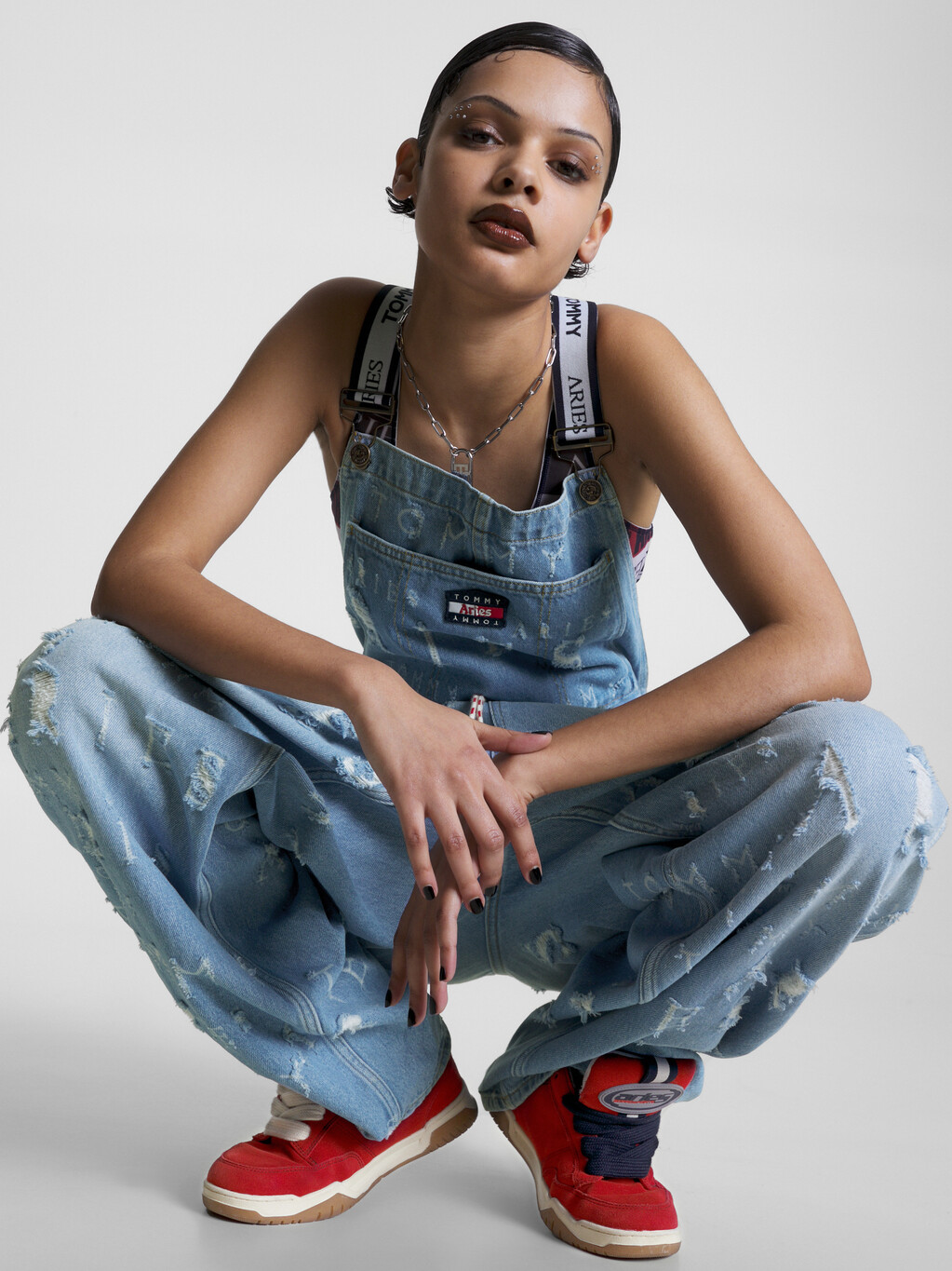 Tommy X Aries Laser Dungarees, Washed Blue, hi-res