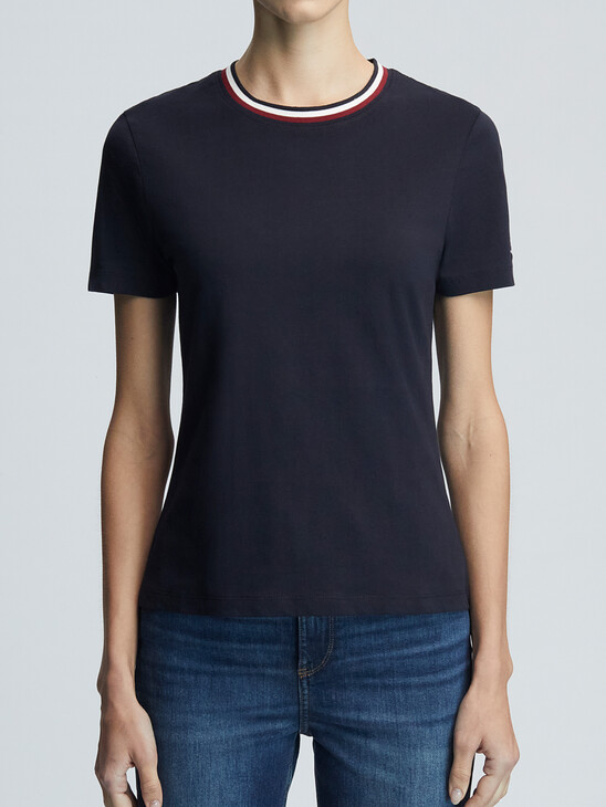 Global Stripe Collar Slim T-Shirt