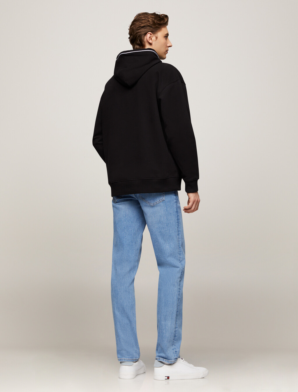 Varsity Piping Hoodie, Black, hi-res