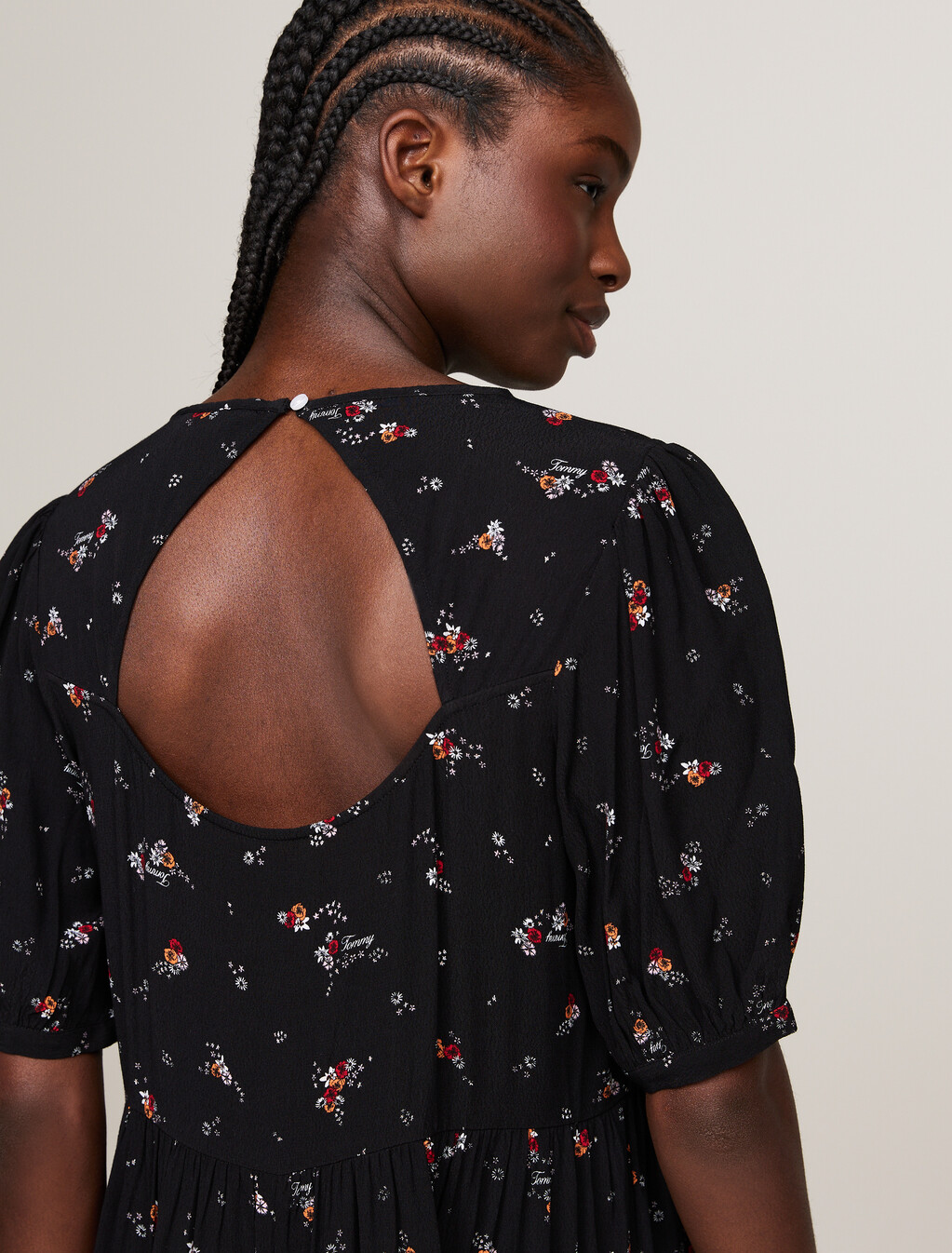 分層花朵圖案及膝洋裝, Black Mountain Floral, hi-res