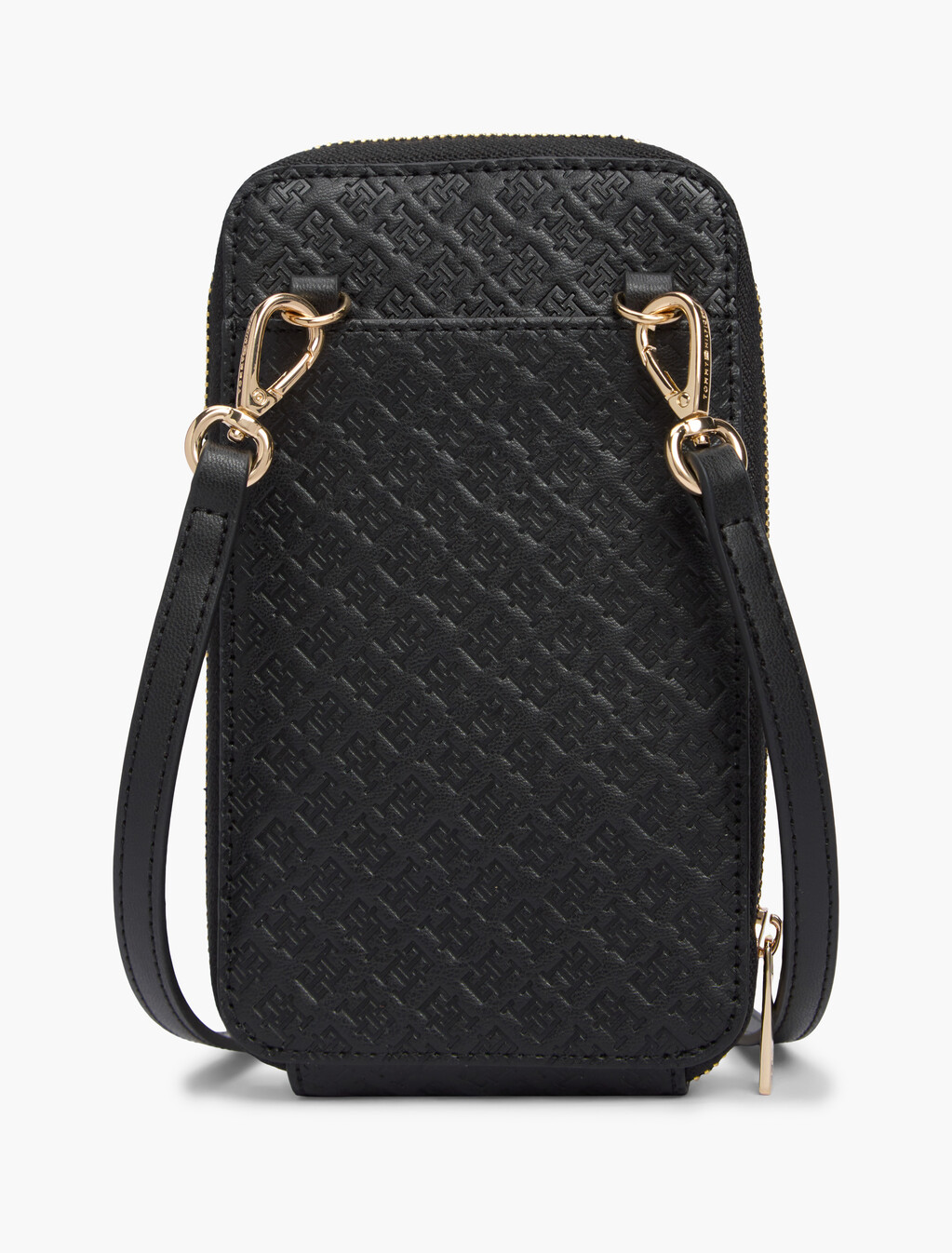 Hilfiger Icon Debossed Zip-Around Crossbody Pouch, Black, hi-res