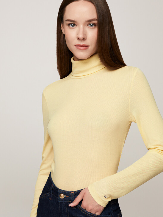 Roll Neck Long Sleeve Slim T-Shirt