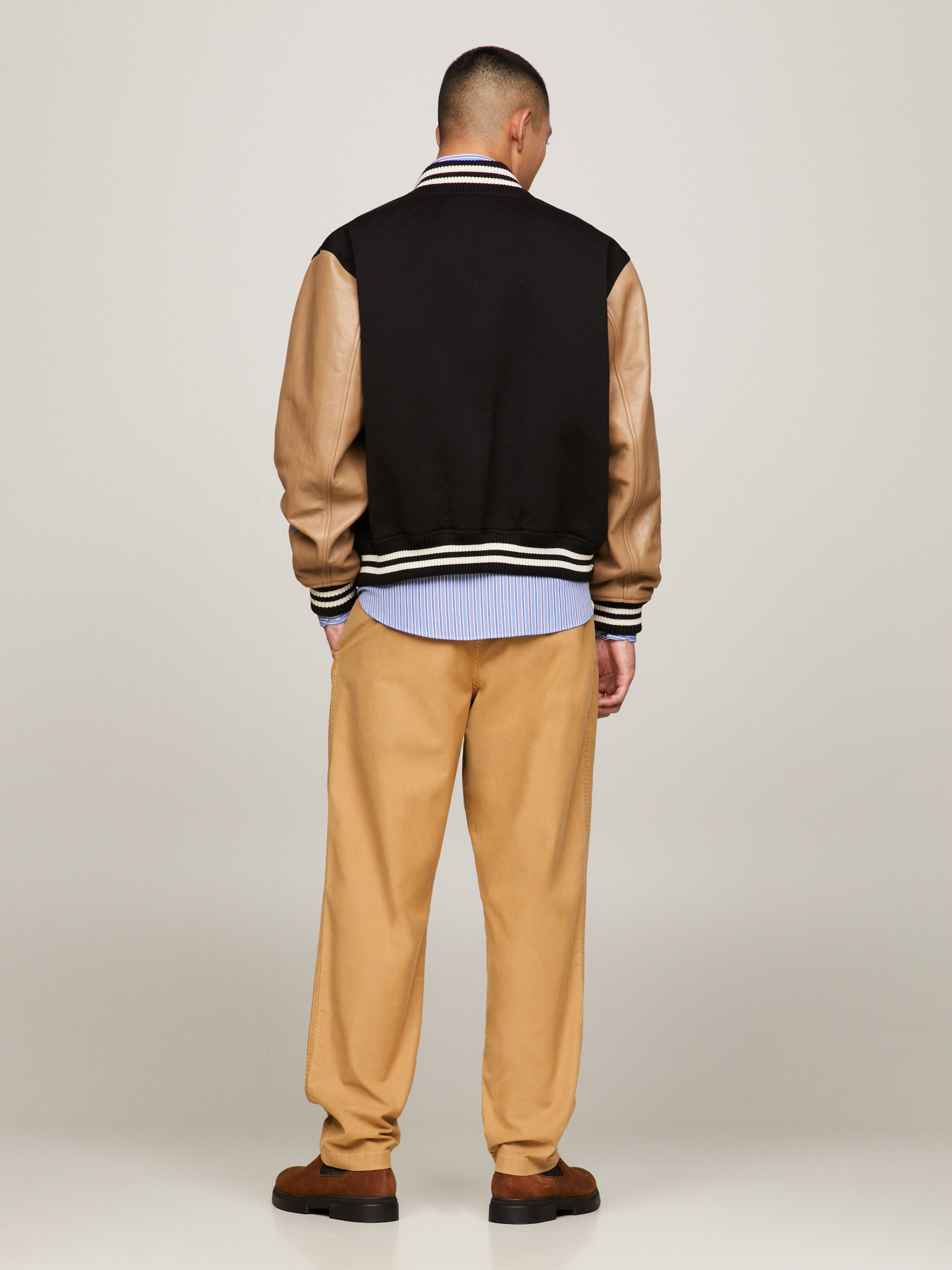Tommy hilfiger leather outlet varsity jacket