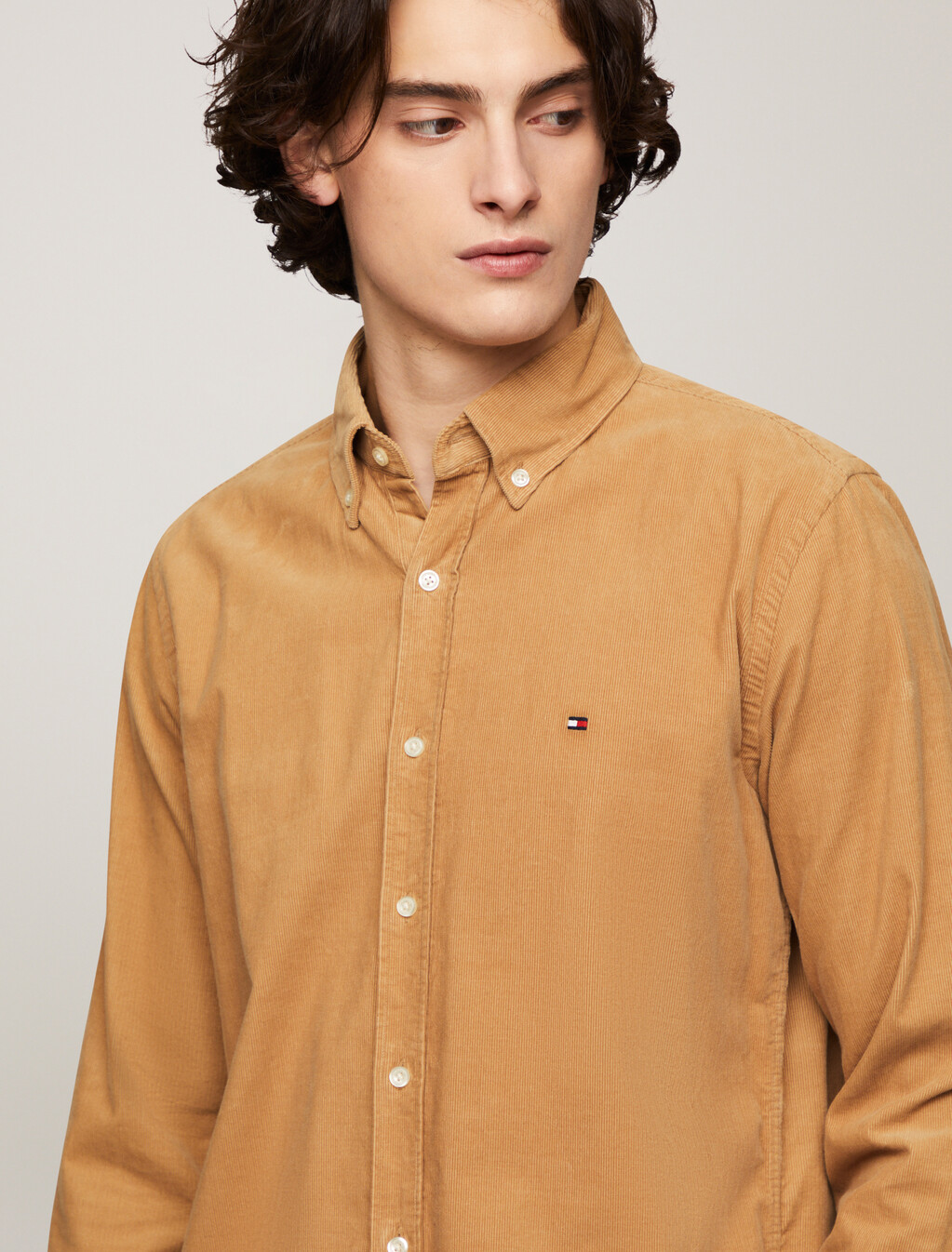 Solid Corduroy Regular Shirt, Safari Canvas, hi-res