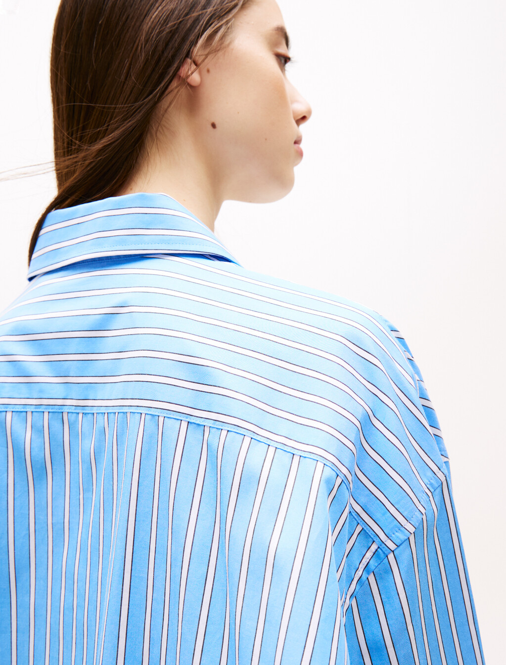 TJW OVS MN SHRT DRSSEcr / Bl Strp, Ecru / Blue Stripe, hi-res