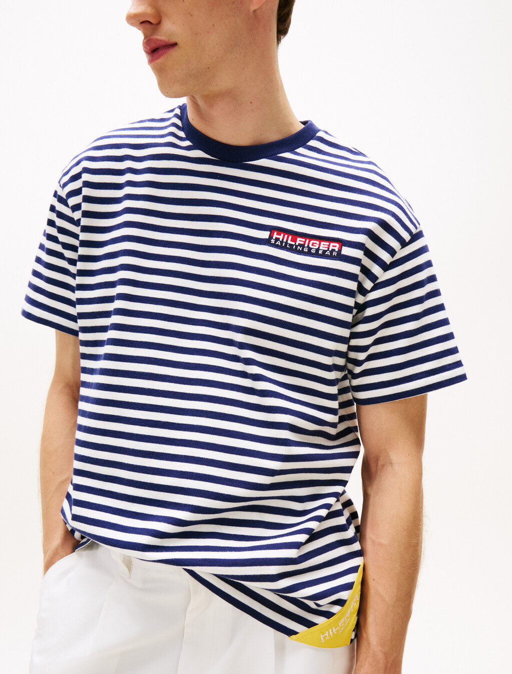 Hilfiger Sailing 航海風布列塔尼條紋寬鬆 T 恤, Yale Navy Stripe, hi-res