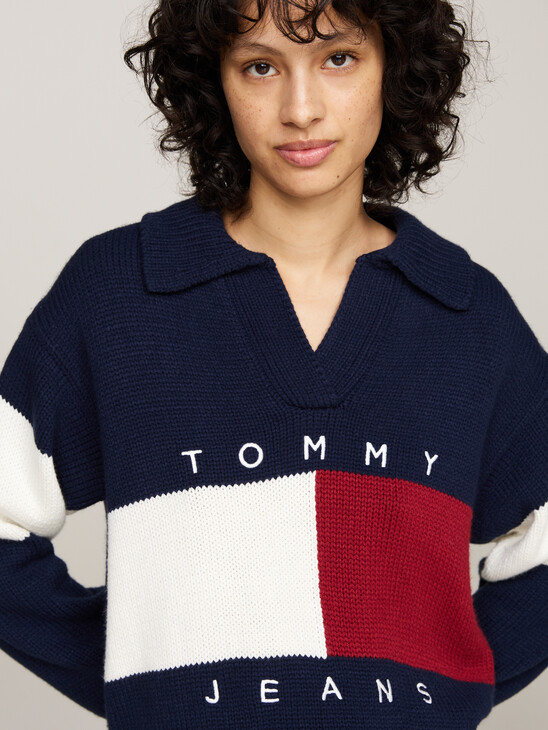 Rugby Collar Boxy Jumper With Wool