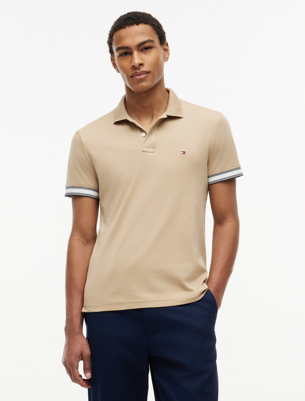 Slim Fit Fluid Cotton Polo Shirt, Batique Khaki, hi-res