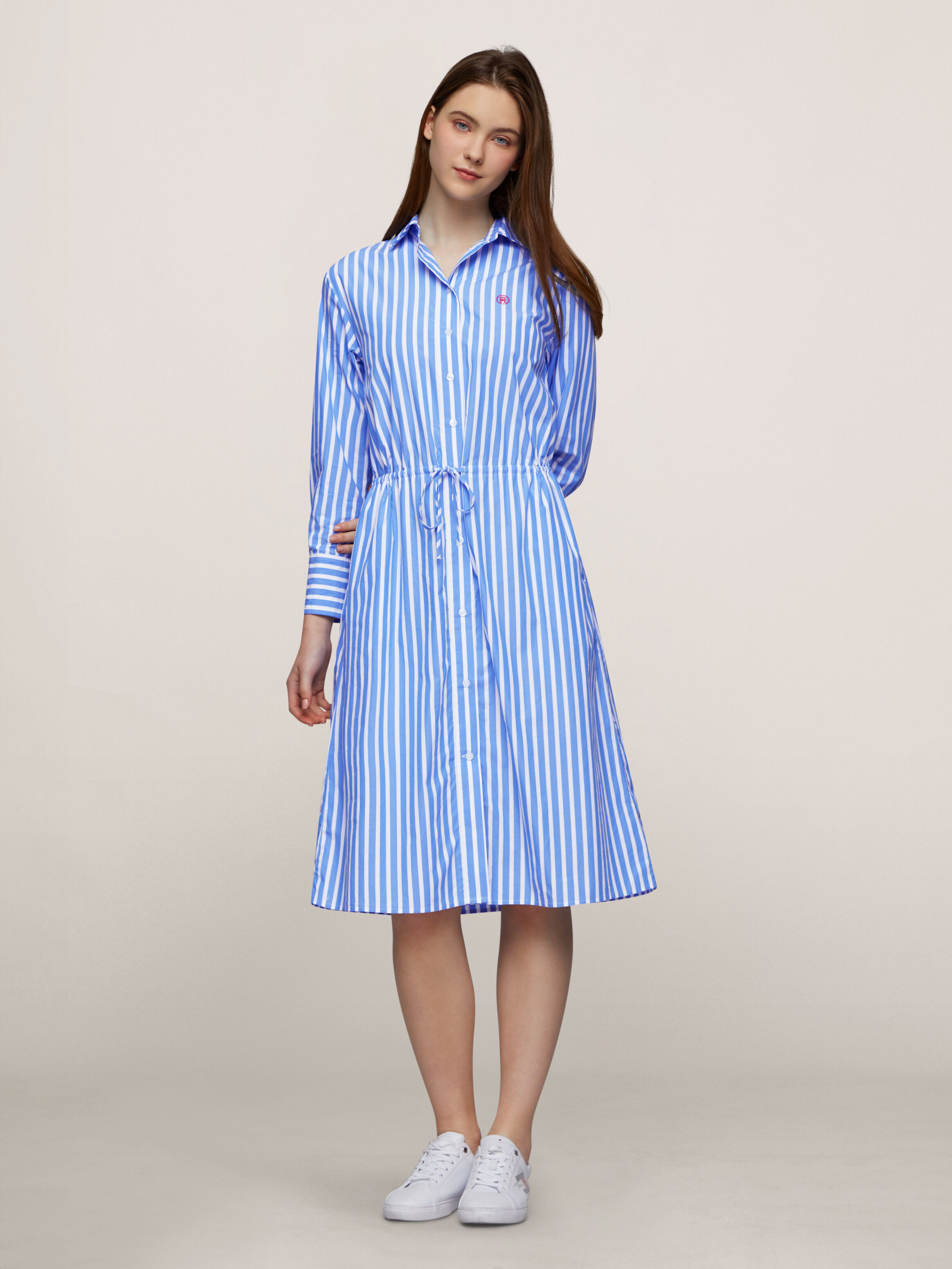 條紋有機棉襯衫洋裝 Bold Stripe/ Blue Spell