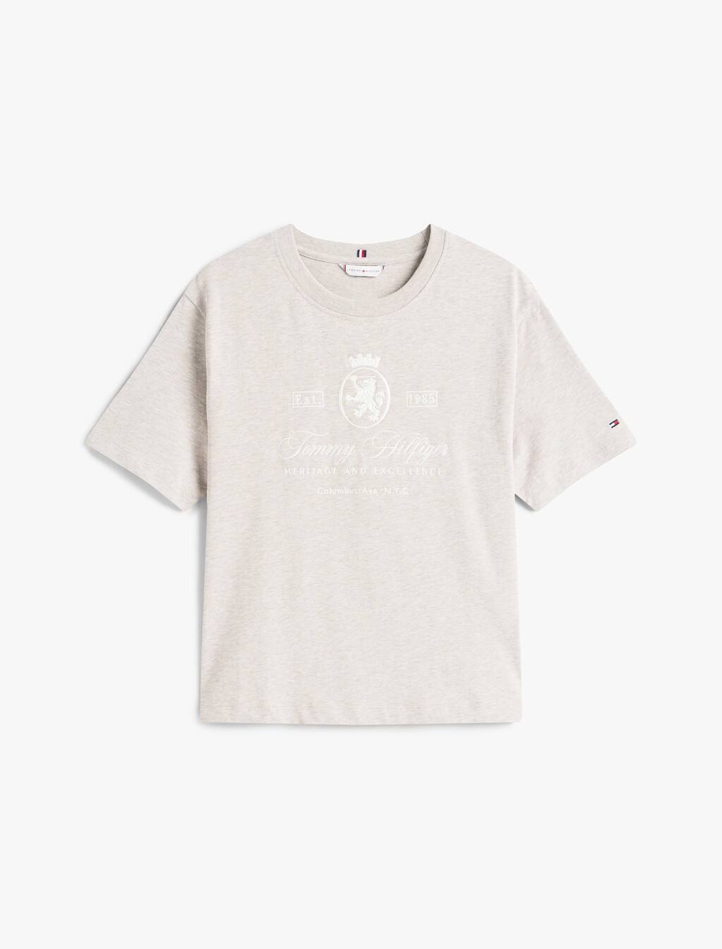 TH Crest Embroidery Relaxed T-Shirt, Heathered Pebble, hi-res