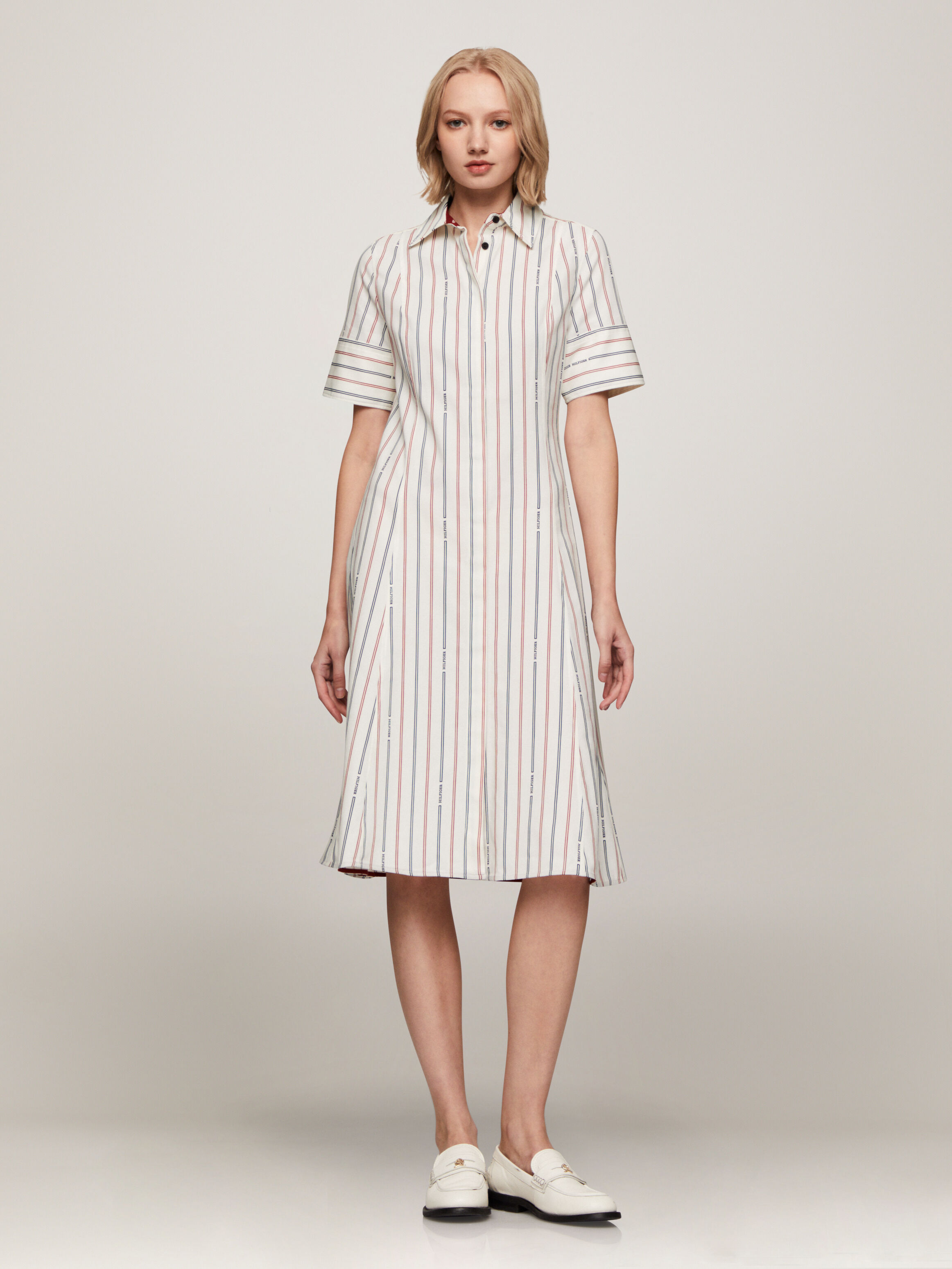 Asia Fit Logo Stripe Shirt Dress | natural | Tommy Hilfiger
