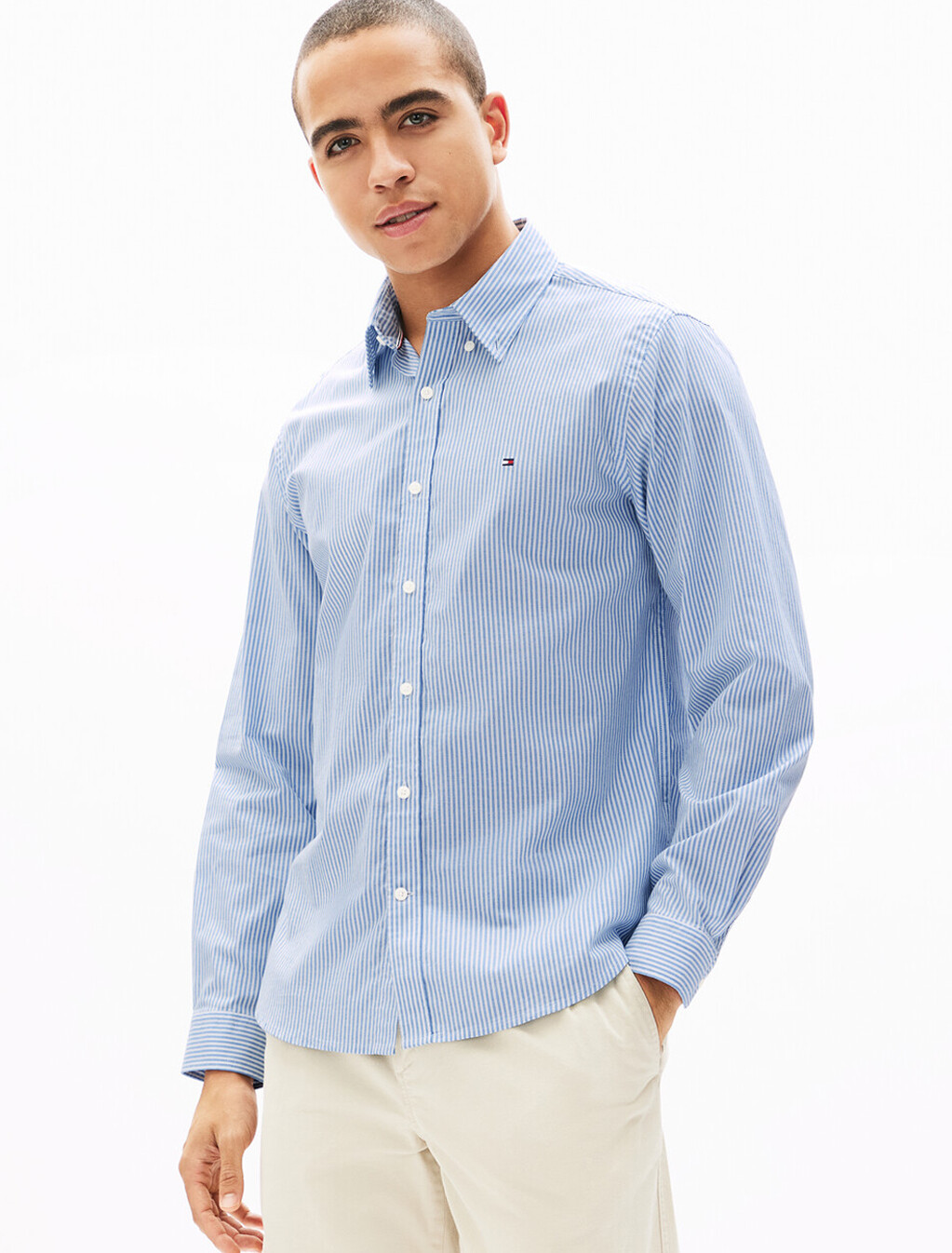 Oxford Stripe Long Sleeve Shirt, Shirt Blue / Stripes, hi-res