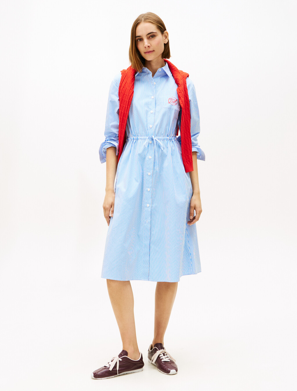 Banker Stripe Shirt Dress, Mesmerizing Blue / Ecru, hi-res