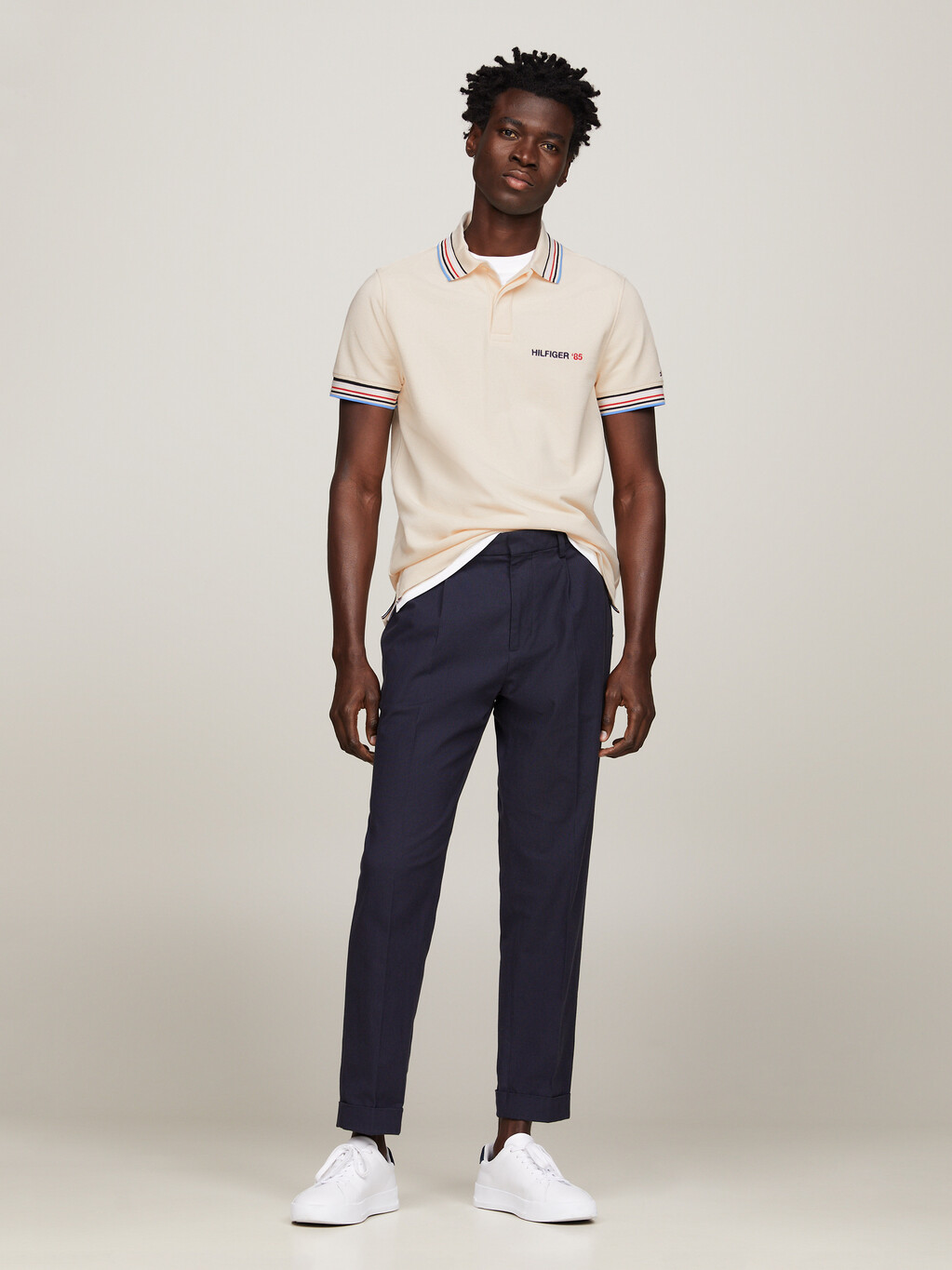 Global Stripe Tipped Regular Fit Polo, Calico, hi-res