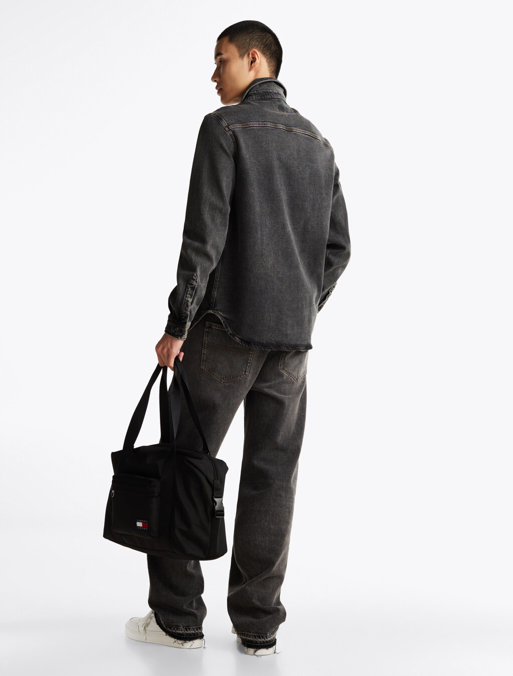 Regular Fit Faded Denim Overshirt, Denim Black, hi-res