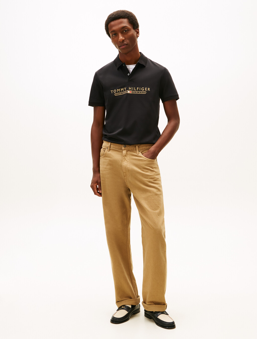 Icon Luxe 標誌刺繡 Polo 衫, Black, hi-res