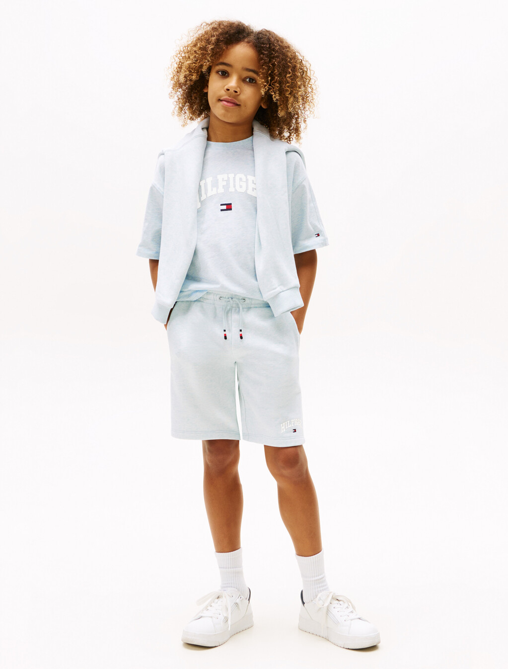 Varsity Logo Sweat Shorts, Breezy Blue Heather, hi-res