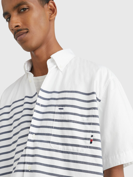 Breton Stripe Oversized Short Sleeve Shirt