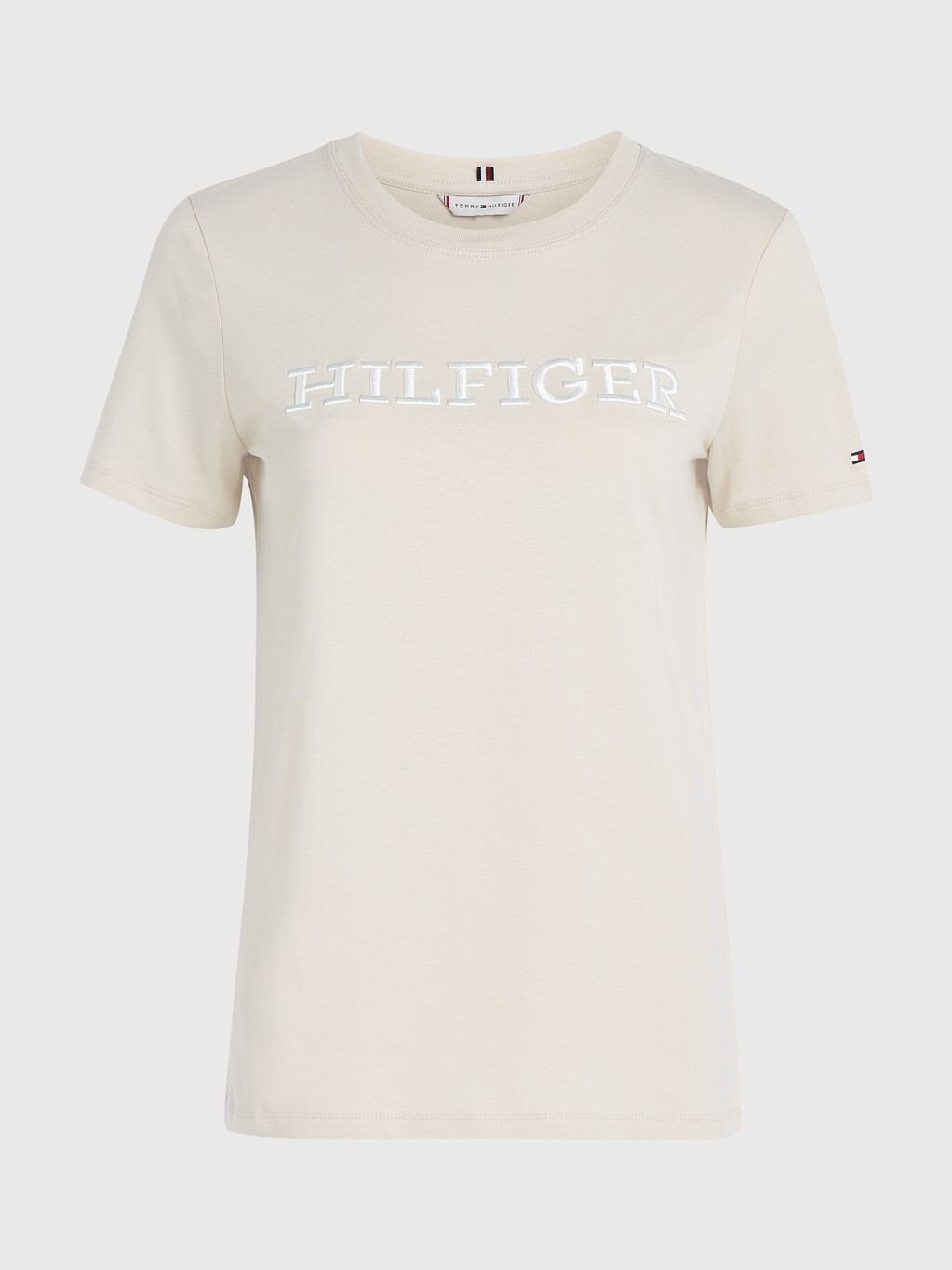 標誌刺繡平紋 T 恤, Classic Beige, hi-res