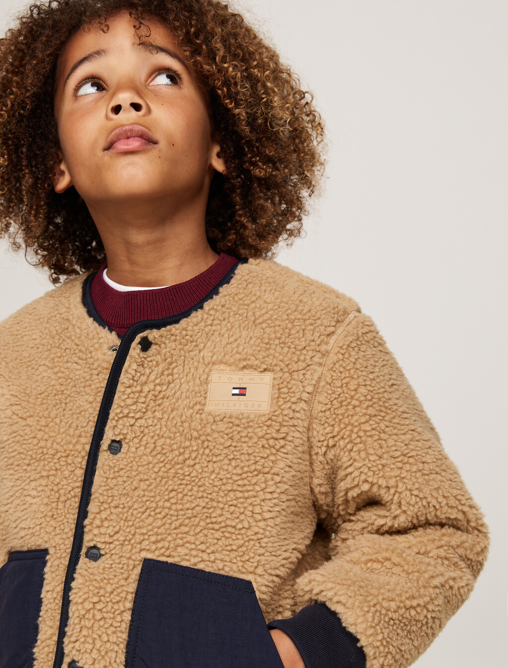 Reversible Quilted Teddy Relaxed Jacket, Desert Sky / Classic Khaki, hi-res