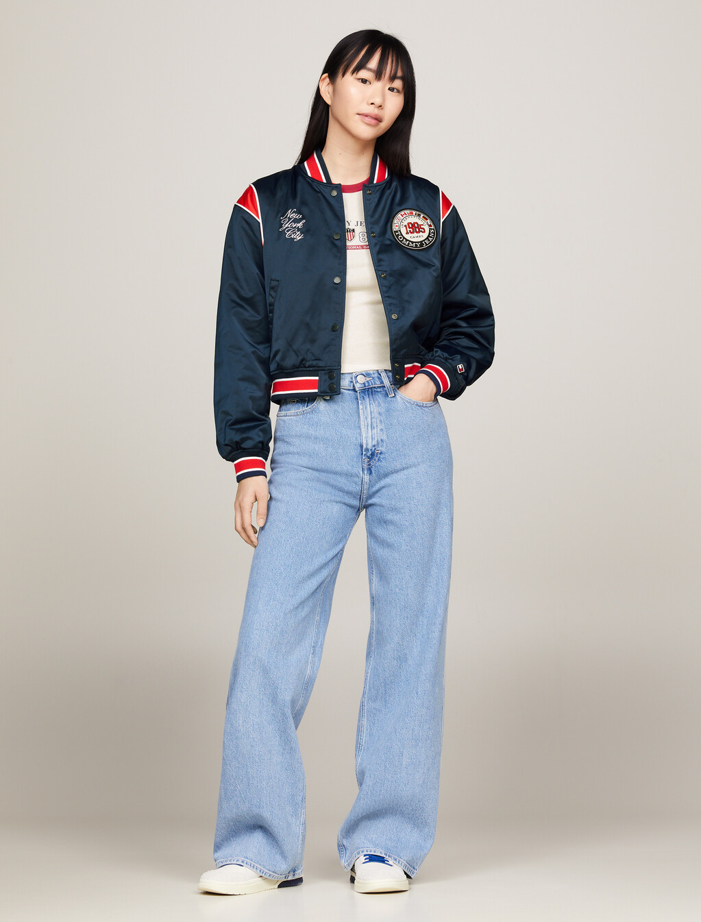 TJ x INTERNATIONAL GAMES 緞面飛行員外套, Twilight Indigo, hi-res