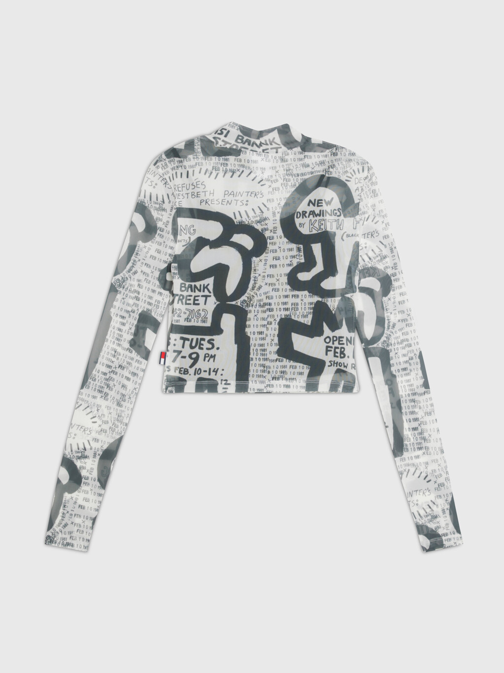 Tommy X Keith Haring Exhibition Poster Print Mesh Long Sleeve Top, Exhibit Poster Aop, hi-res