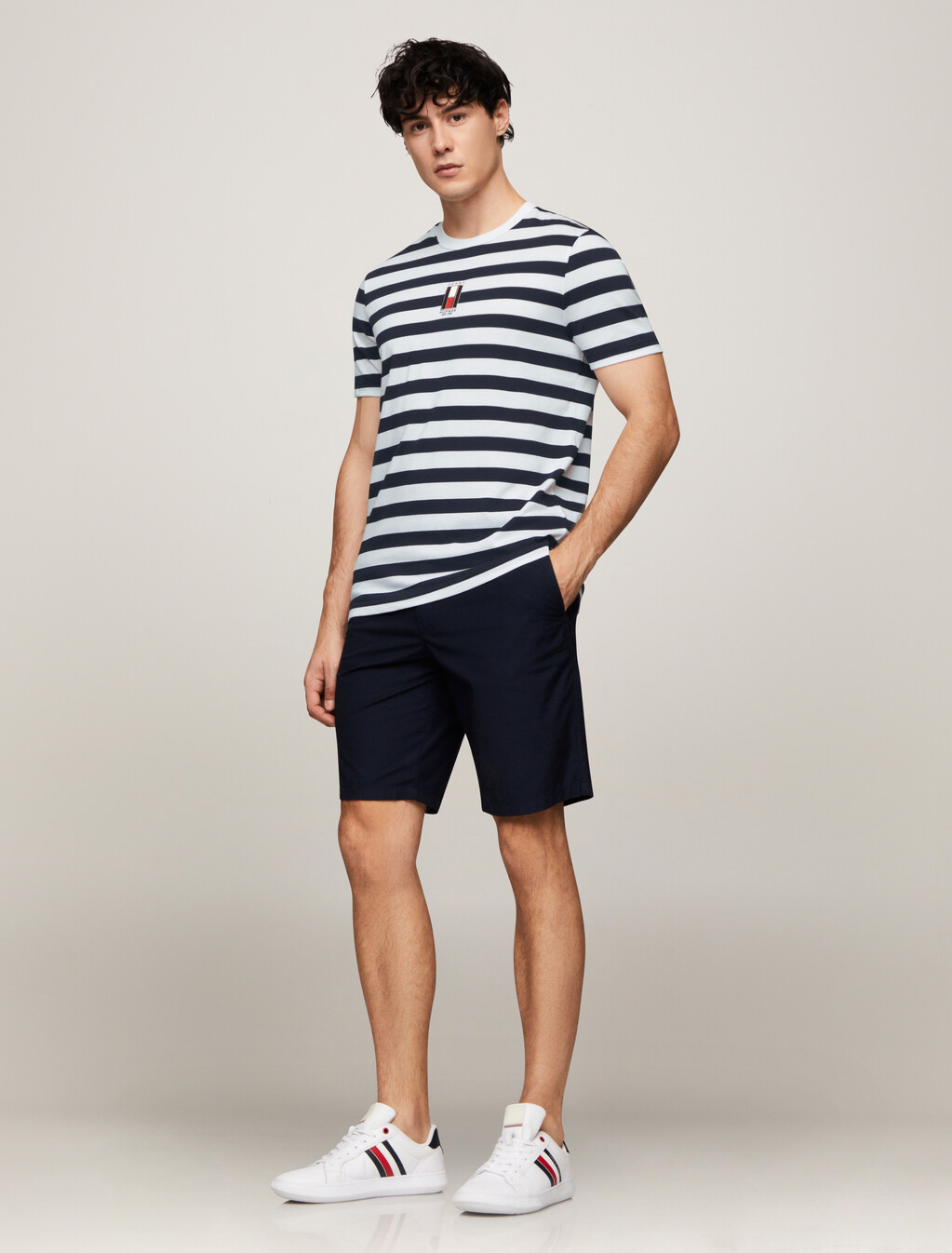 Vertical Flag Stripe T-Shirt, Desert Sky/Ivory Petal, hi-res