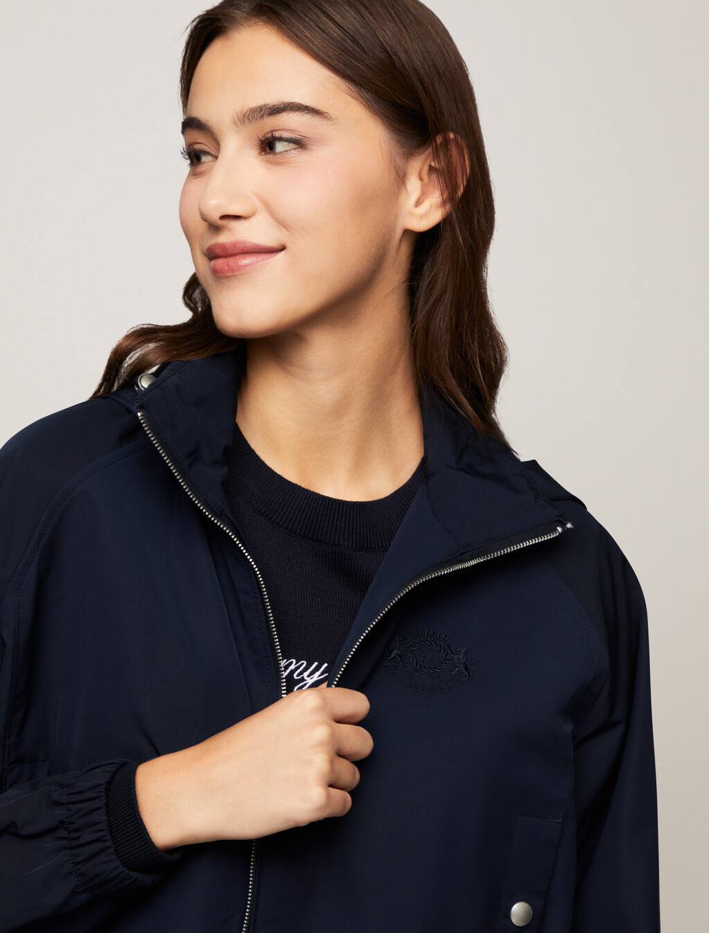 Crest Embroidery Windbreaker Jacket, Desert Sky, hi-res