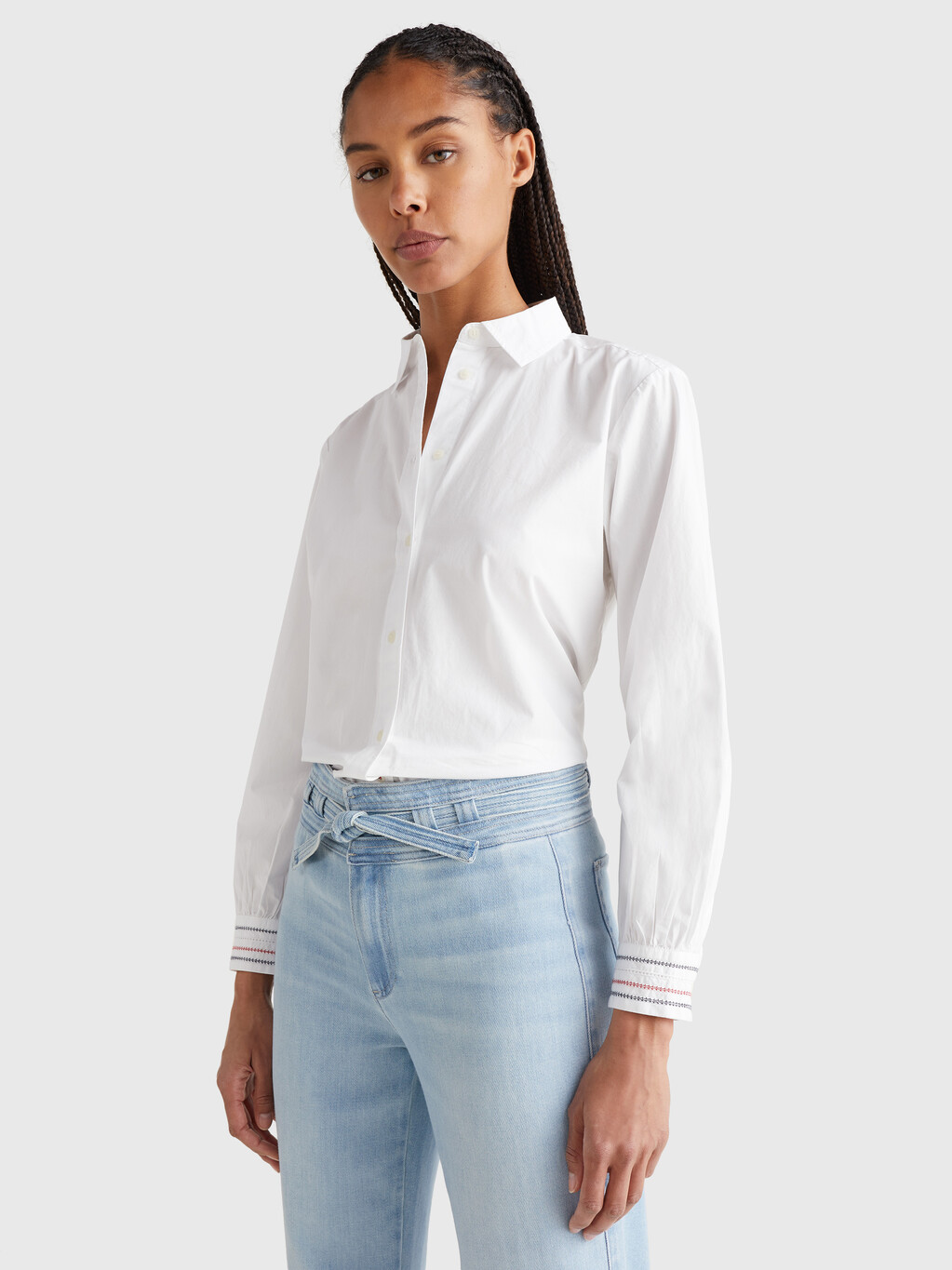 Stitched Stripe Relaxed Fit Blouse, Th Optic White, hi-res