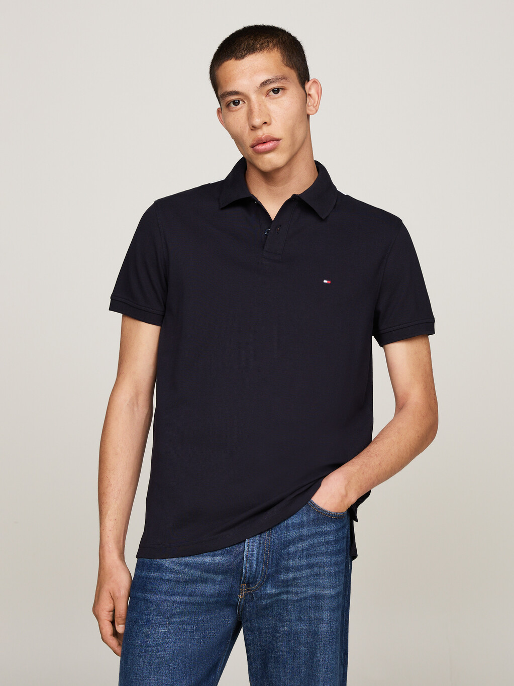 Colour-Blocked Back Regular Polo Shirt, Desert Sky / Ecru / Rouge, hi-res