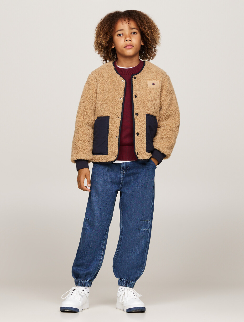Reversible Quilted Teddy Relaxed Jacket, Desert Sky / Classic Khaki, hi-res