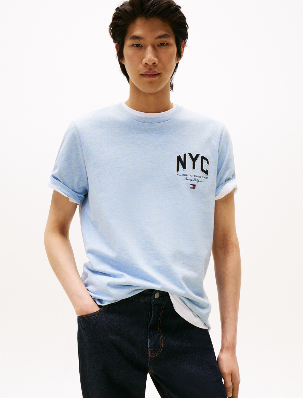 Hilfiger NYC T 恤, Heathered Blue, hi-res