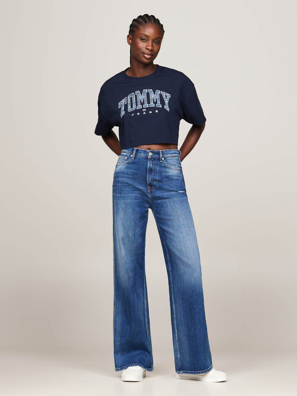 Hilfiger Prep Explorer Oversized Cropped T-Shirt, Dark Night Navy, hi-res